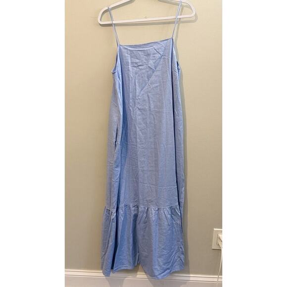 Maxi Dress By Paula Cahen D’anvers Linen Light Blue Summer Chic Size L/3 1866 - Picture 3 of 9